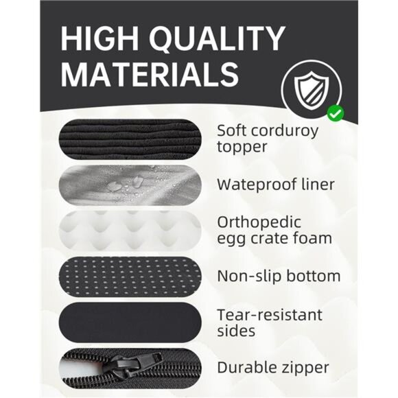 Black Orthopedic Dog Bed for Large Dogs with Non-Slip Bottom 41"L x 28"W x 4"H - Picture 7 of 7